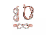Заредете изображението в галерията: Infinity Duet – Комплект пръстен и обеци с диаманти в розово злато