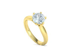 Заредете изображението в галерията: Arcanum – годежен пръстен солитер с кръгъл диамант 2 ct и изчистена линия в 14К жълто злато