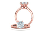 Заредете изображението в галерията: Arcanum – годежен пръстен солитер с кръгъл диамант 2 ct и изчистена линия в 14К розово злато