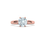 Заредете изображението в галерията: Arcanum – годежен пръстен солитер с кръгъл диамант 2 ct и изчистена линия в 14К розово злато