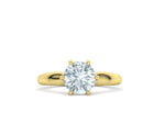 Заредете изображението в галерията: Arcanum – годежен пръстен солитер с кръгъл диамант 2 ct и изчистена линия в 14К жълто злато