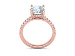 Заредете изображението в галерията: Clarette – годежен пръстен с централен диамант 2 ct и диаманти по халката в 14К розово злато