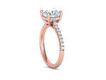 Заредете изображението в галерията: Clarette – годежен пръстен с централен диамант 2 ct и диаманти по халката в 14К розово злато