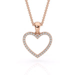 Заредете изображението в галерията: Puro Corde Modicus – Висулка сърце с естествени диаманти в розово злато