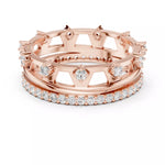 Заредете изображението в галерията: Imperia – диамантени брачни халки с коронен дизайн и внушителен блясък в 14К розово злато