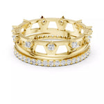 Заредете изображението в галерията: Imperia – диамантени брачни халки с коронен дизайн и внушителен блясък в 14К жълто злато