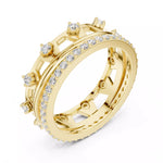 Заредете изображението в галерията: Imperia – диамантени брачни халки с коронен дизайн и внушителен блясък в 14К жълто злато