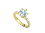 Заредете изображението в галерията: Interius Accent – годежен пръстен с диамант 2 ct и елегантна пресичаща се линия в 14К жълто злато
