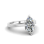 Заредете изображението в галерията: Marqelle – годежен пръстен с marquise диамант 1.20 ct и милгрейн детайл в 14К бяло злато
