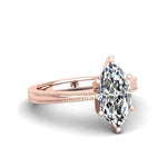 Заредете изображението в галерията: Marqelle – годежен пръстен с marquise диамант 1.20 ct и милгрейн детайл в 14К розово злато