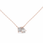 Заредете изображението в галерията: Duetta – колие с диаманти Pear и Emerald от 14K розово злато