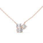 Заредете изображението в галерията: Trilume – колие с диаманти микс шлифовки Oval Emerald Cushion от 14K розово злато