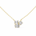 Заредете изображението в галерията: Trilume – колие с диаманти микс шлифовки Oval Emerald Cushion от 14K жълто злато