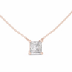 Заредете изображението в галерията: Vireon – колие с 2 ct Princess диамант от 14K розово злато