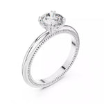 Заредете изображението в галерията: Milara – годежен пръстен с кръгъл диамант 1 ct и фин милгрейн детайл в 14К бяло злато