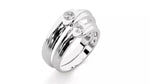 Заредете изображението в галерията: Nexus – брачни халки с инкрустиран диамант и модерен обков в 14К бяло злато