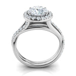 Заредете изображението в галерията: Regalia – годежен пръстен с кръгъл диамант 1.50 ct и ореол от диаманти в 14К бяло злато