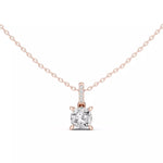 Заредете изображението в галерията: Velora висулка с 1.50 ct Cushion диамант от 14K розово злато