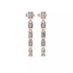 Заредете изображението в галерията: Vertice – обеци, висящи с диаманти 3 ct, от 14К розово злато