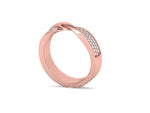 Заредете изображението в галерията: Vinculum- Брачни халки с извит дизайн и диаманти от 14К розово злато
