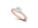 Заредете изображението в галерията: Virella – диамантен пръстен с кръгъл диамант 1 ct и диаманти по халката в 14К розово злато