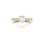 Заредете изображението в галерията: Virella – диамантен пръстен с кръгъл диамант 1 ct и диаманти по халката в 14К жълто злато
