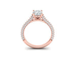 Заредете изображението в галерията: Virella – диамантен пръстен с кръгъл диамант 1 ct и диаманти по халката в 14К розово злато