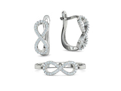 Infinity Duet – Комплект пръстен и обеци с диаманти в бяло злато