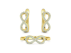 Infinity Duet – Комплект пръстен и обеци с диаманти в жълто злато