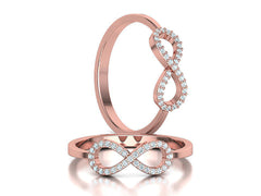 Infinity Duet – Комплект пръстен и обеци с диаманти в розово злато