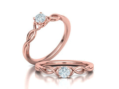 Intricata Corda – годежен пръстен солитер с 0.30 ct кръгъл диамант в 14K розово злато