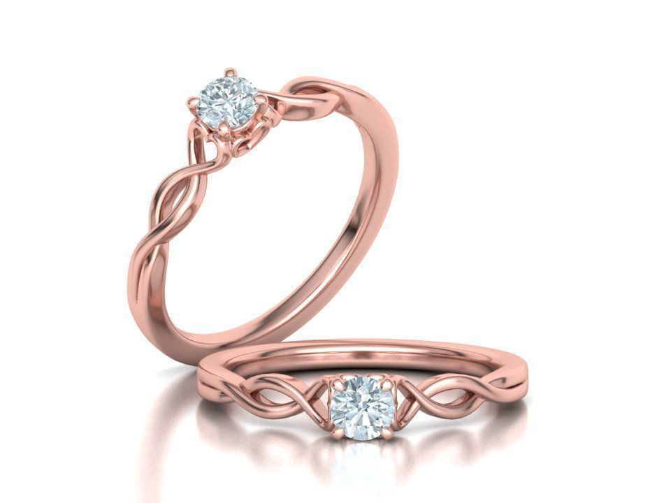 Intricata Corda – годежен пръстен солитер с 0.30 ct кръгъл диамант в 14K розово злато