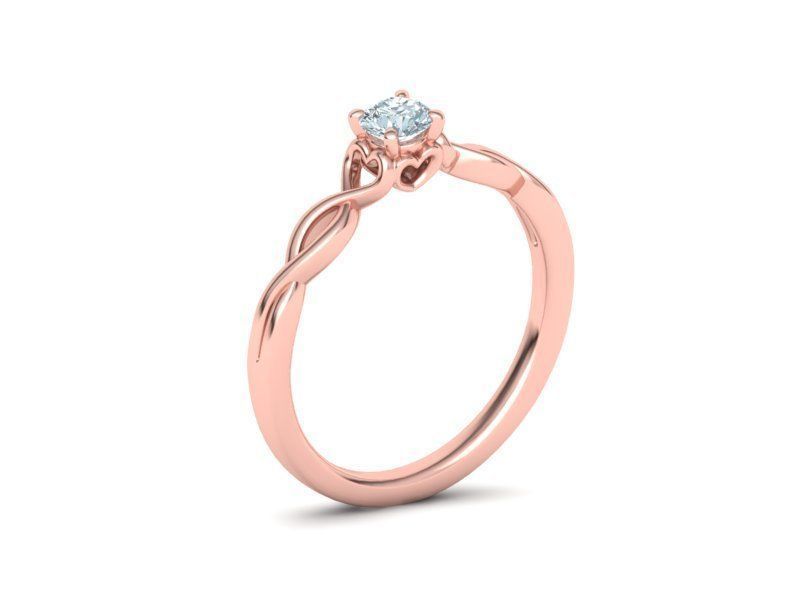 Intricata Corda – годежен пръстен солитер с 0.30 ct кръгъл диамант в 14K розово злато