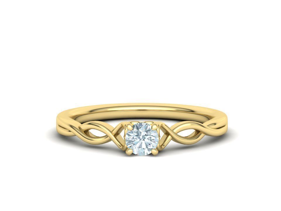 Intricata Corda – годежен пръстен солитер с 0.30 ct кръгъл диамант в 14K жълто злато