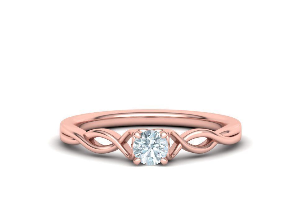 Intricata Corda – годежен пръстен солитер с 0.30 ct кръгъл диамант в 14K розово злато