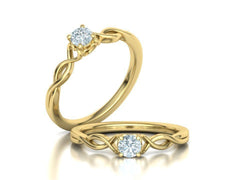 Intricata Corda – годежен пръстен солитер с 0.30 ct кръгъл диамант в 14K жълто злато