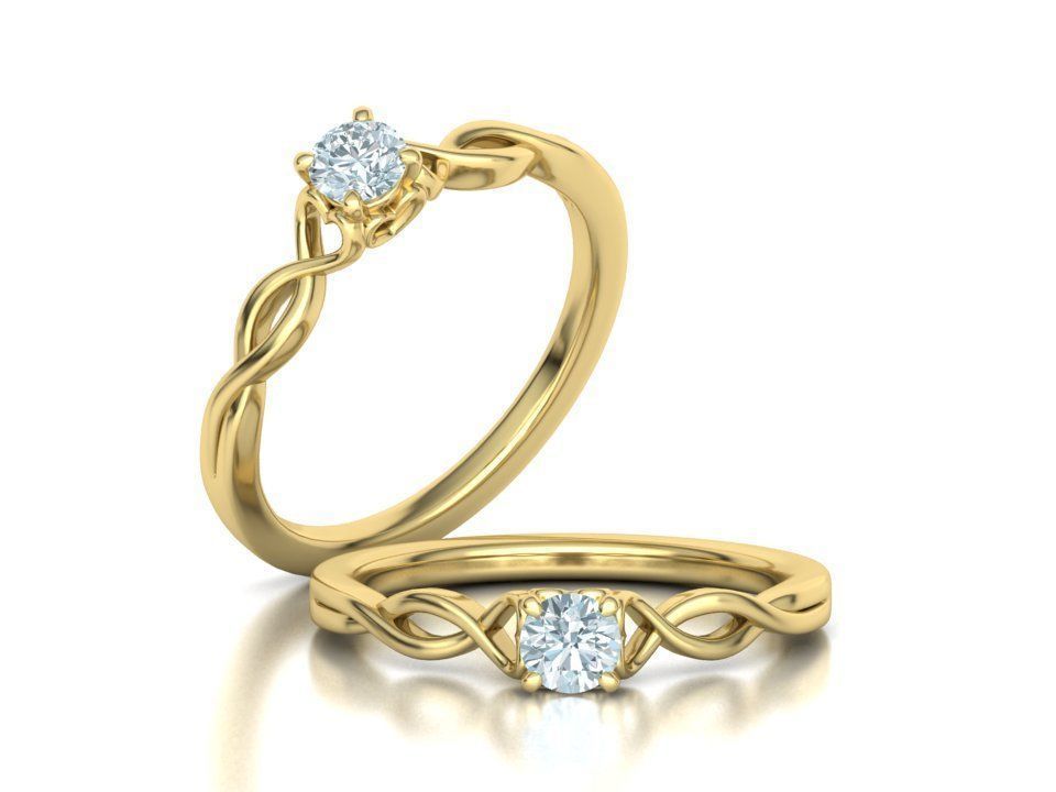 Intricata Corda – годежен пръстен солитер с 0.30 ct кръгъл диамант в 14K жълто злато