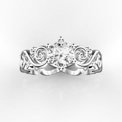Aurelia – годежен пръстен с диамант 0.80 ct и артистични орнаменти в 14К бяло злато