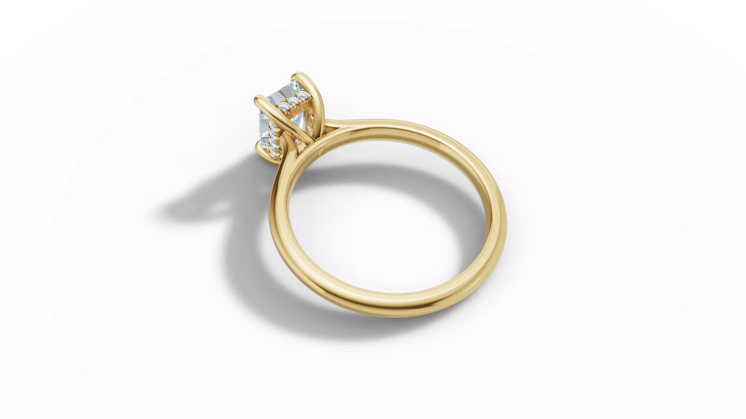 Aureta – годежен пръстен с правоъгълен диамант 1 ct и скрит ореол в 14К жълто злато