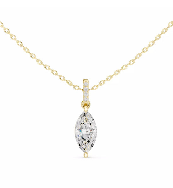 Aveline висулка с Marquise диамант 1.5 карата от 14К жълто злато