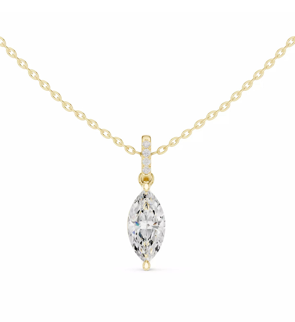 Aveline висулка с Marquise диамант 1.5 карата от 14К жълто злато