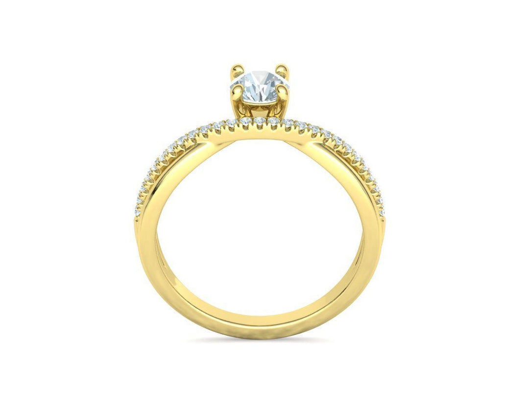 Brio – годежен пръстен солитер с диаманти в 14K жълто злато
