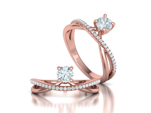 Brio – годежен пръстен солитер с диаманти в 14K розово злато