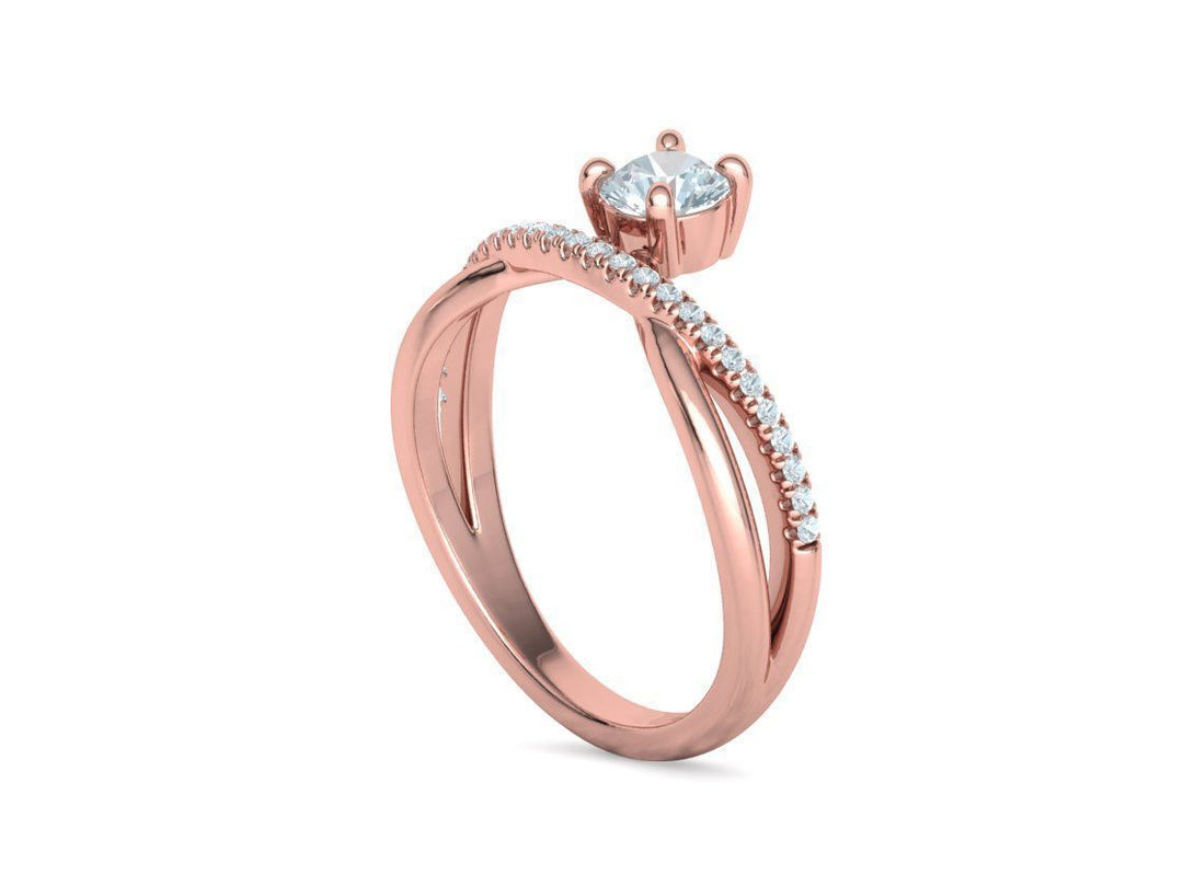 Brio – годежен пръстен солитер с диаманти в 14K розово злато