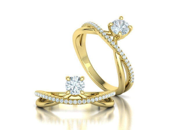 Brio – годежен пръстен солитер с диаманти в 14K жълто злато