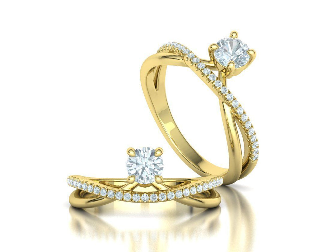 Brio – годежен пръстен солитер с диаманти в 14K жълто злато