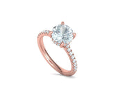 Clarette – годежен пръстен с централен диамант 2 ct и диаманти по халката в 14К розово злато