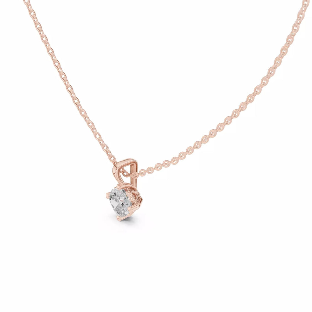 Claris висулка с 0.50 ct Cushion диамант от 14K розово злато