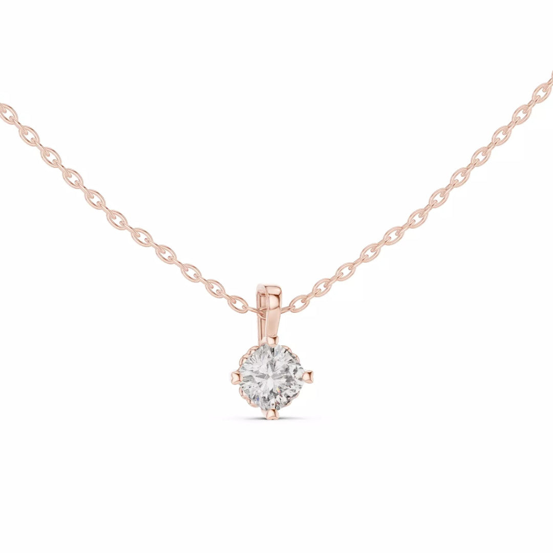 Claris висулка с 0.50 ct Cushion диамант от 14K розово злато