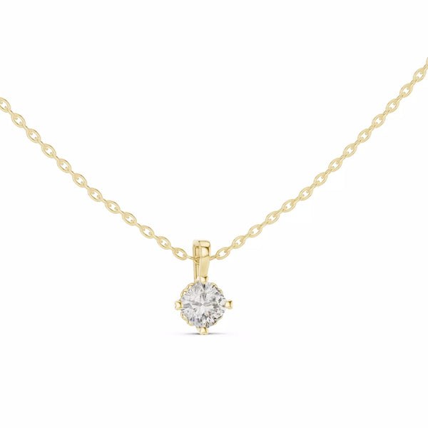 Claris висулка с 0.50 ct Cushion диамант от 14K жълто злато